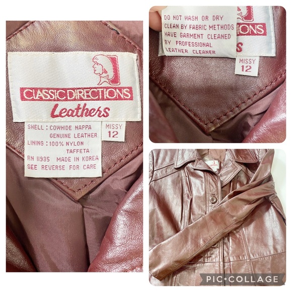 Classic Directions Leather Chestnut Button Front Fully Lined Leather Jacket Sz12 - Picture 8 of 12